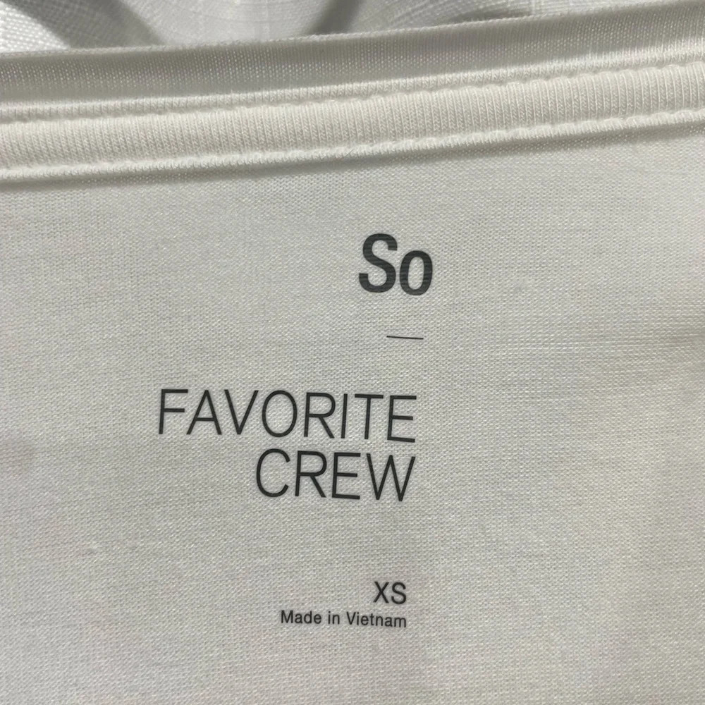 White SO Favorite Crew Tee T-Shirt Size XS with rounded bottom hem - Picture 3 of 4